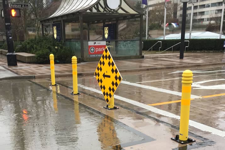 Collapsible Bollards on the road