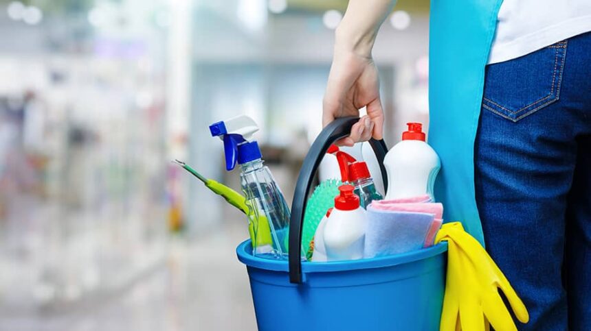 Janitorial work is being done