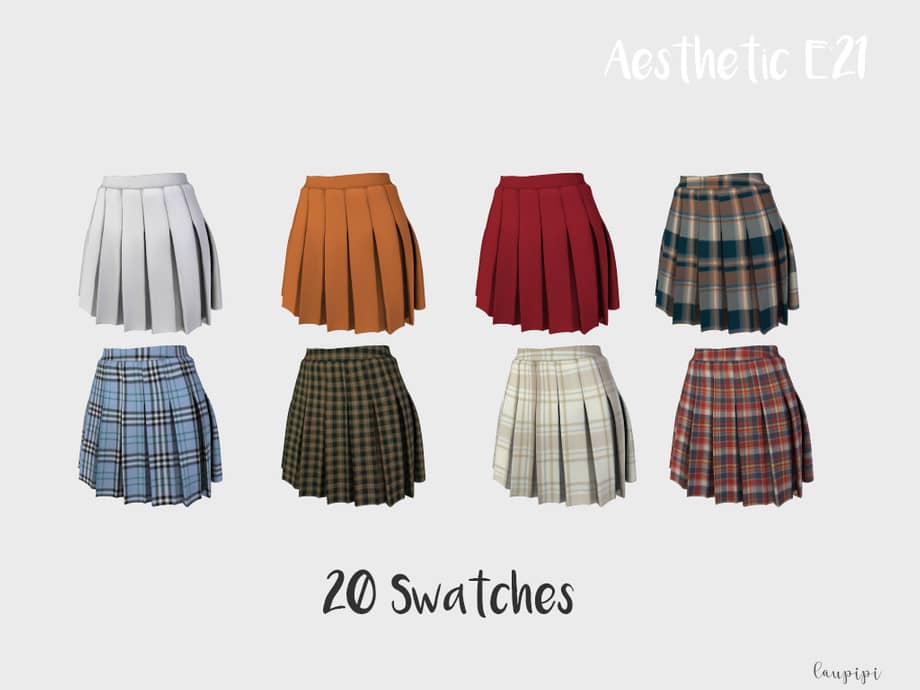 Sims 4 Pleated Skirts in different color