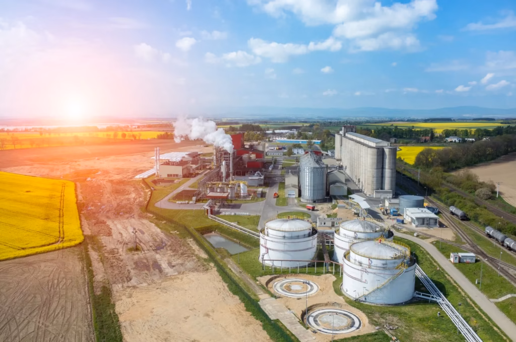 Praj Industries and India's Expanding Biofuel Manufacturing Base 25 Biofuel production plant with ethanol processing facilities and storage tanks